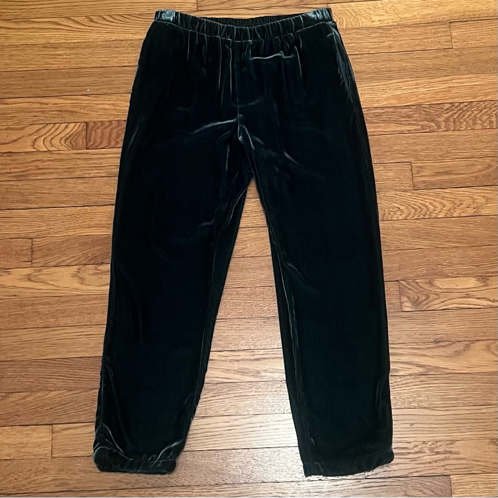 Johnny Was Jade Silk Rayon Velvet Tapered Pants Peacock Teal Green Color Size XS